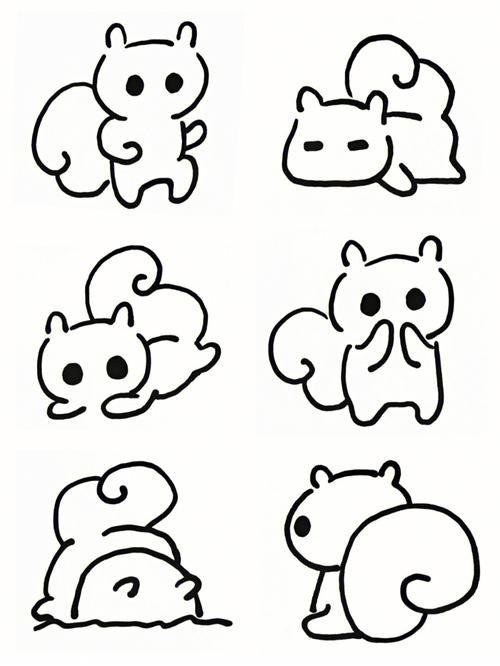 极简手绘表情动物涂鸦可爱小松鼠