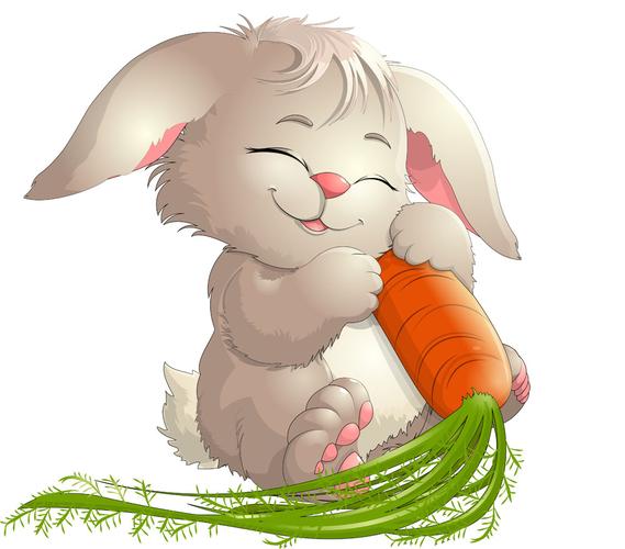 抱着胡萝卜的卡通兔子