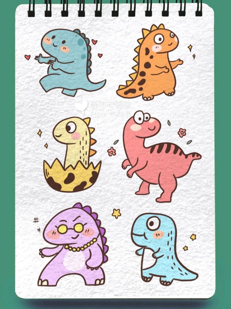 卡通大小恐龙简笔画零基础画画可爱动物怪兽       简单可爱的小恐龙