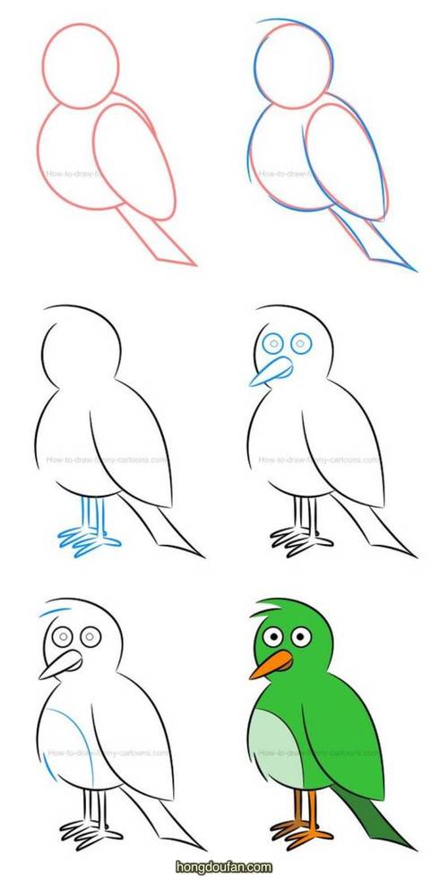 一步一步学*如何画一只小鸟卡通小鸟简笔画大全