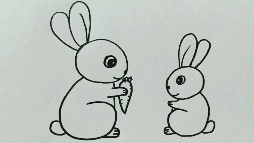 兔子妈妈和兔宝宝简笔画