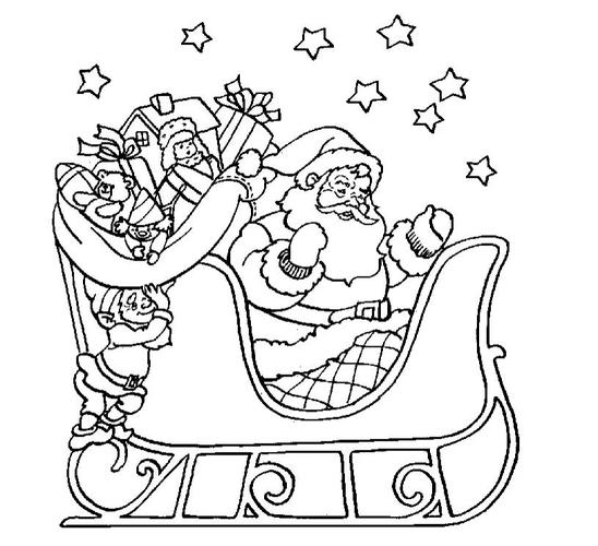 圣诞老人雪橇简笔画-圣诞老人骑雪橇