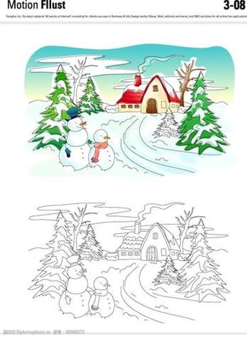 手帐#关键词:             冬季景色山坡雪地滑雪场冬天简笔画:冬天