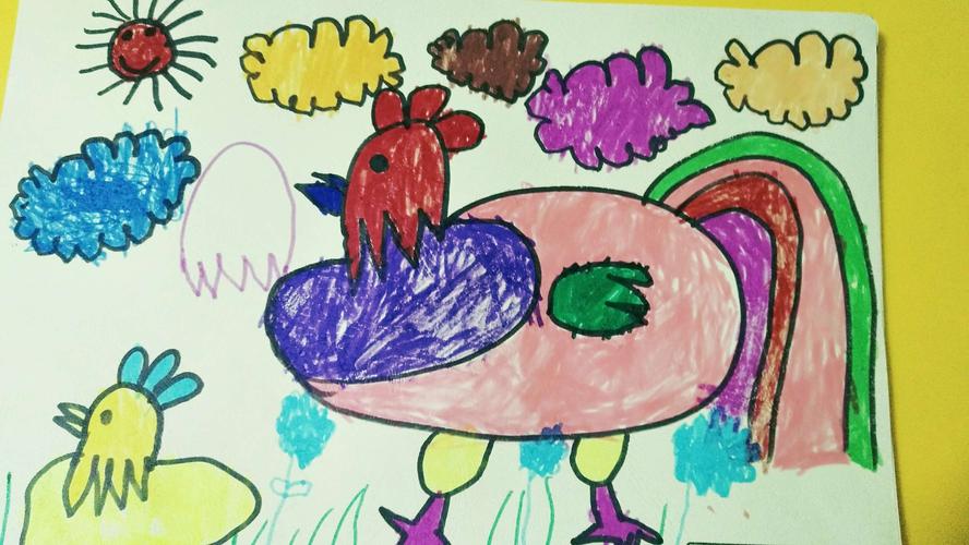 小海龟幼儿园总园中三班童心童画《神气的大公鸡》