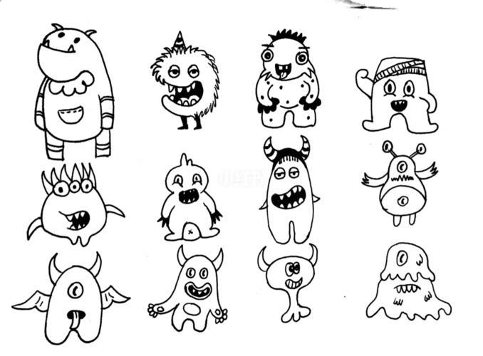 画大全怪兽简笔画图片大全多款小怪兽简笔画图片彩色怪兽儿童画怎么画