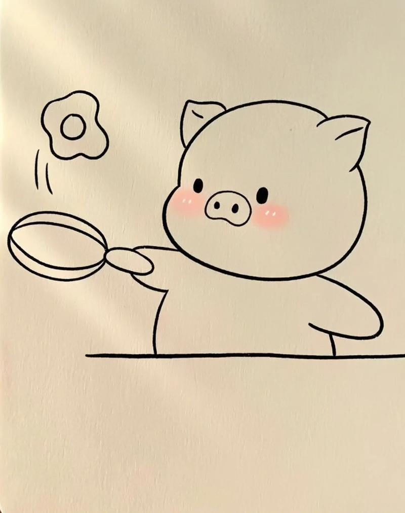 分步骤画一只正在做饭的小猪简笔画.第一步,画出99的表情 第 - 抖音