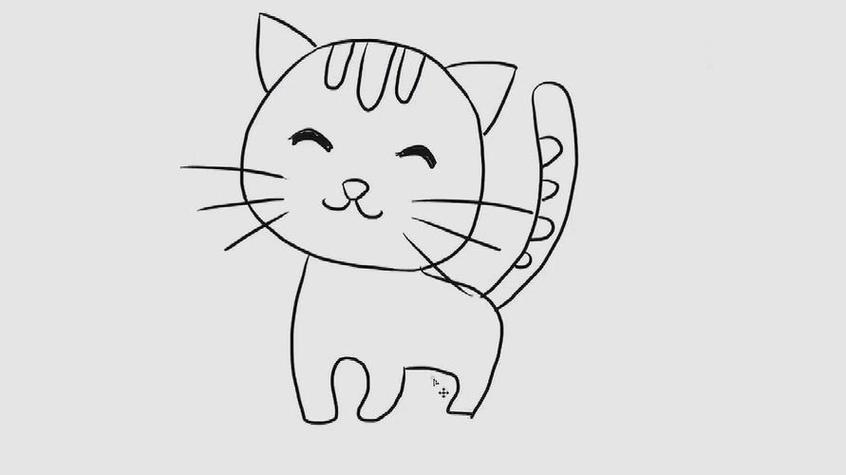 简笔画凯蒂猫kitty猫正在散步怎么画简笔画教程绘画吧-画画小猫简笔画