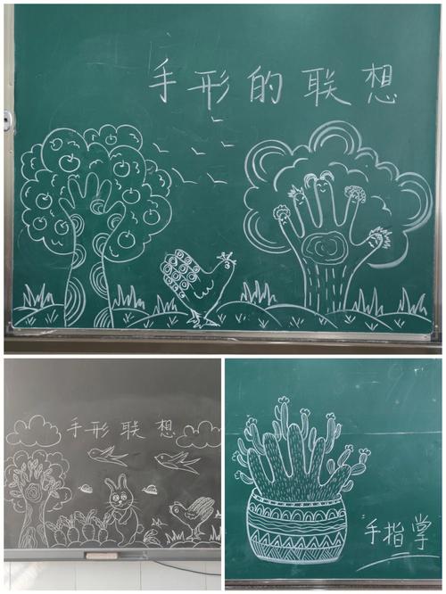 人美版小学美术课手形的联想黑板简笔画