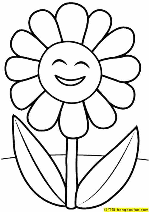 10张春日漂亮的花朵儿童卡通可涂色简笔画-红豆饭小学生简笔画大全