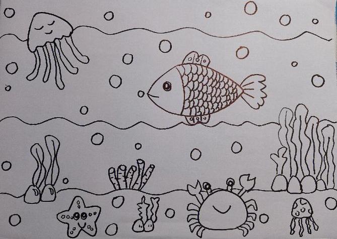 幼儿园奇妙的海底世界简笔画