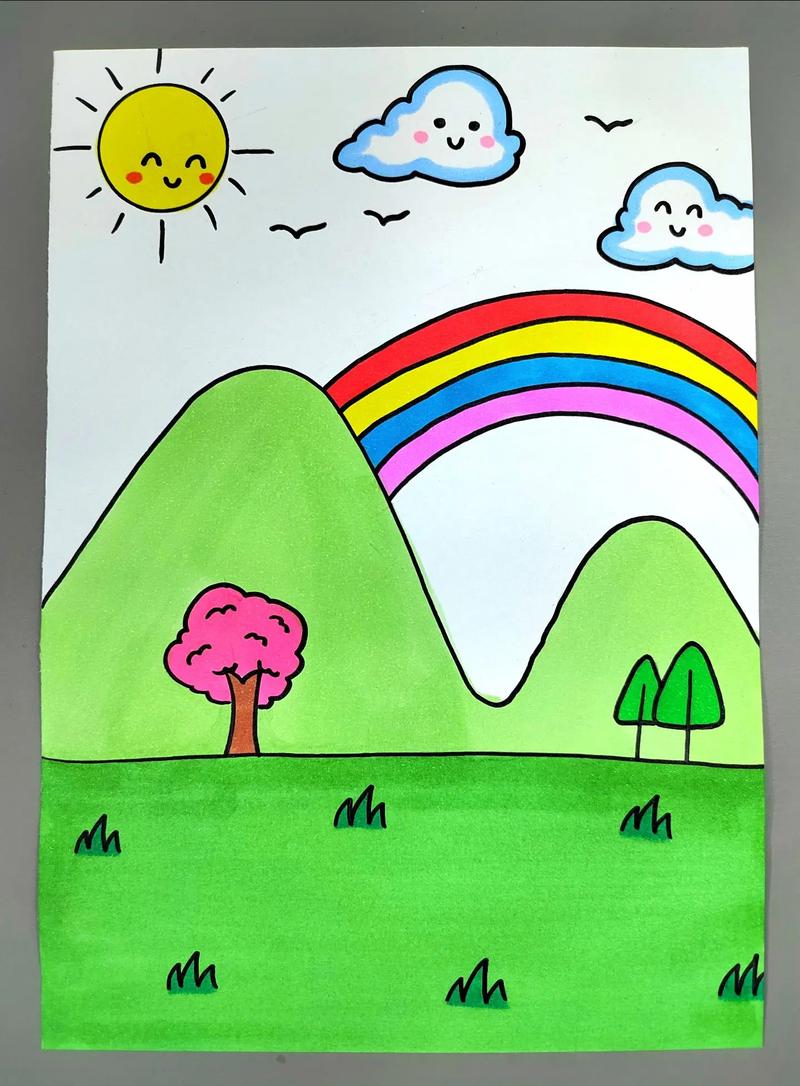 一起来画漂亮的彩虹吧,简单又好看#图文伙伴计划 #彩虹简笔画 - 抖音