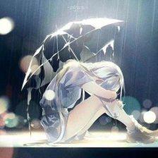 女孩在雨中淋雨的头像