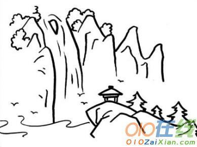 望庐山瀑布的简笔画最简单