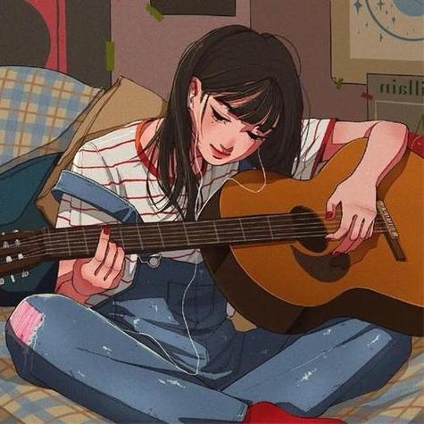 女生拿吉他头像动漫