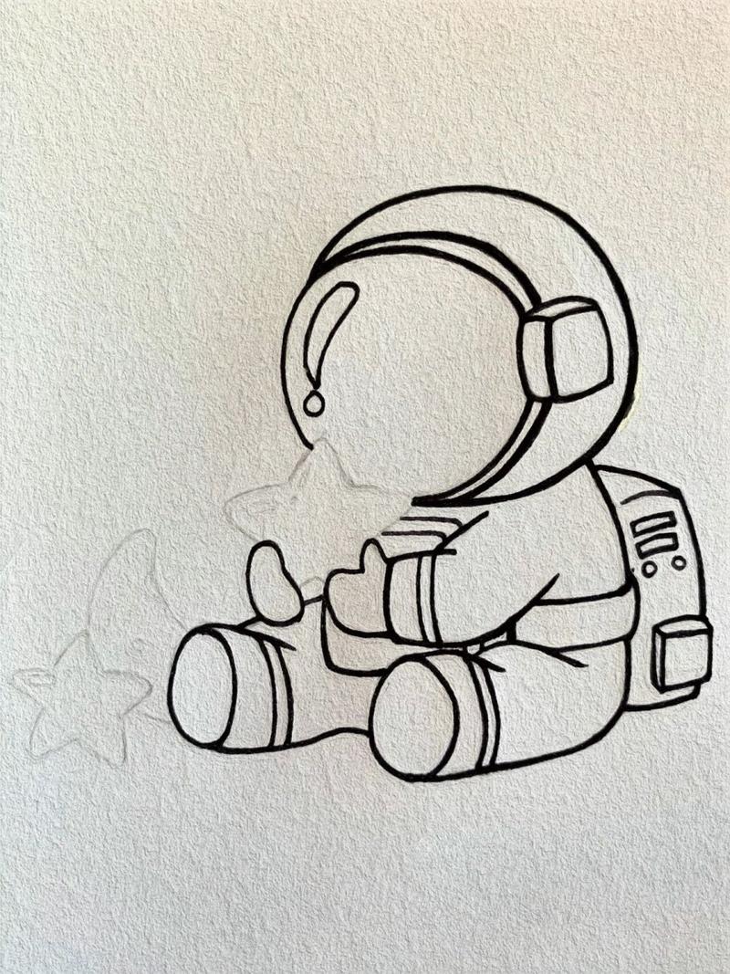 简笔画·插画-宇航员        宇航员简笔画绘画过程来啦