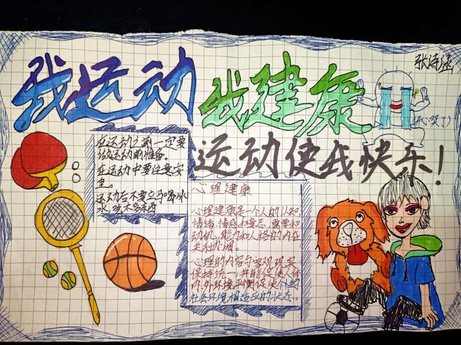 写美篇讲解完毕后,同学们积极的用手抄报的形式呈现出,体育运动中的小