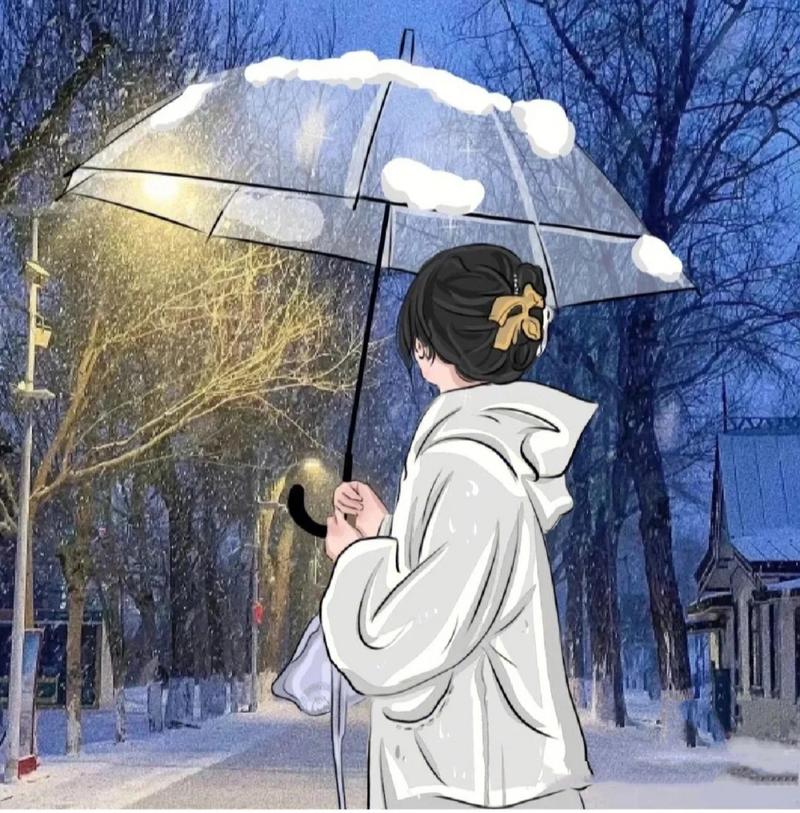 冬天下雪打着伞女生头像