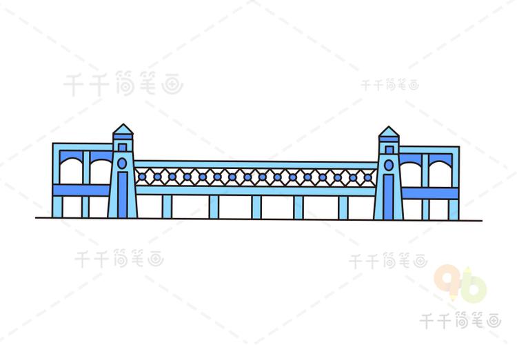 武汉长江大桥简笔画儿童画