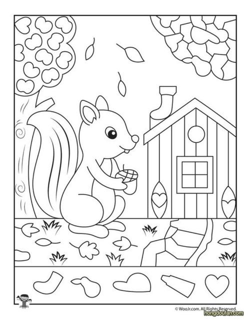 秋天的松鼠的家在画面中找到对应的小图案趣味游戏图片下载