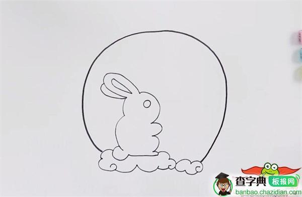 玉兔简笔画中秋节月亮简笔画涂色望着月亮的兔子简笔画要怎么画中秋节