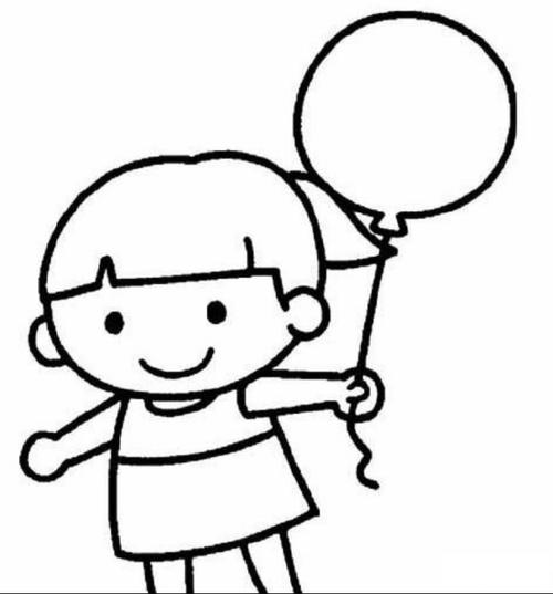 拿着气球的小孩简笔画小女孩简笔画