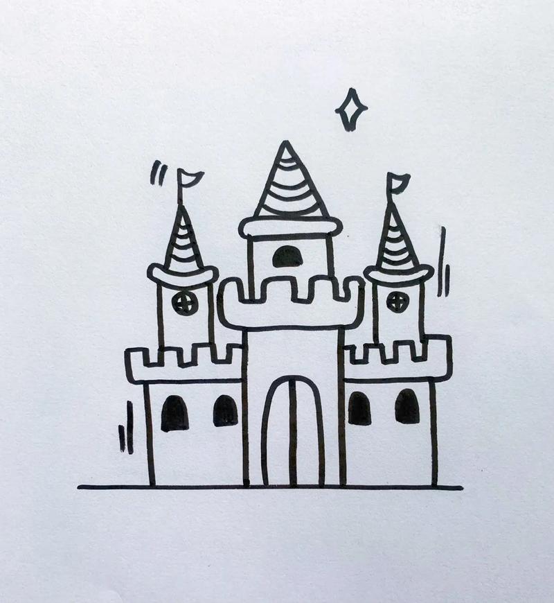 简笔画——城堡.#创作灵感 城堡系列步骤图跟着一起画起来吧# - 抖音