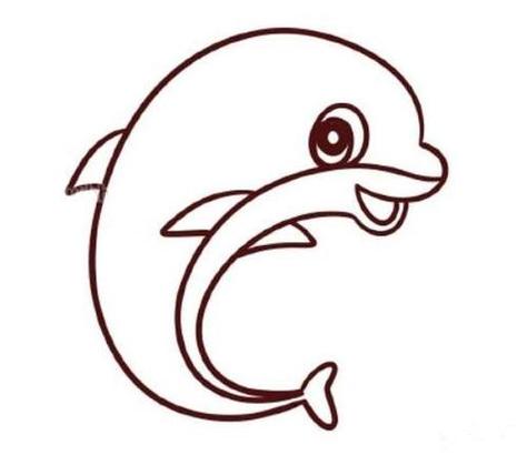 海豚吐泡泡简笔画