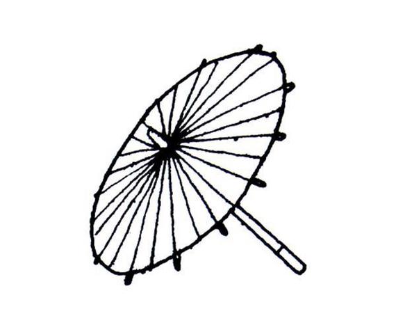 简笔画古代的竹伞