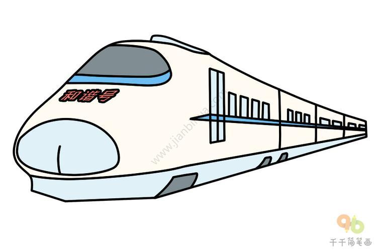 中国高铁和谐号简笔画彩色