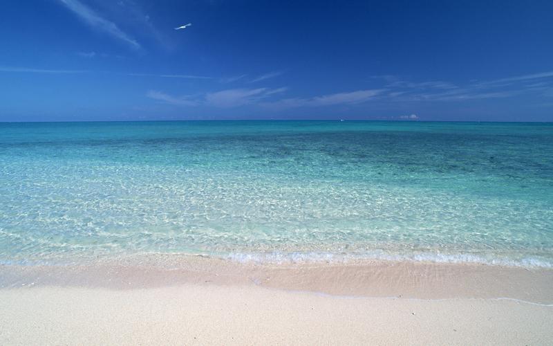 蔚蓝海岸线美丽的沙滩摄影_风景壁纸_壁纸下载_美桌网