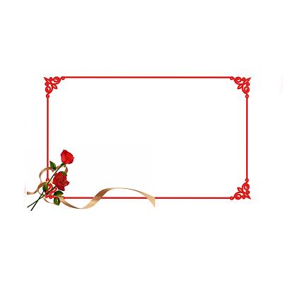 红色浪漫玫瑰边框七夕边框情侣边框png元素