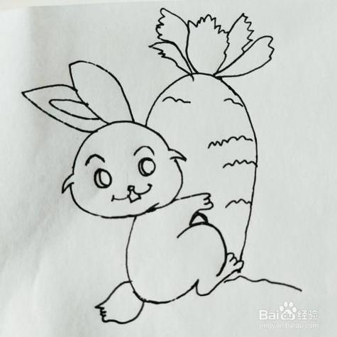 小白兔抱着萝卜简笔画简单又可爱