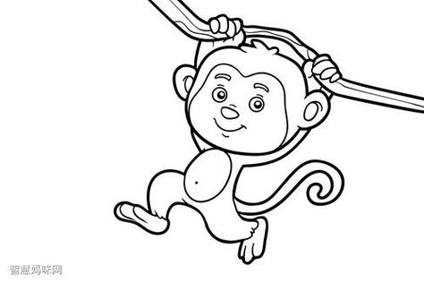 爬树的猴子简笔画步骤