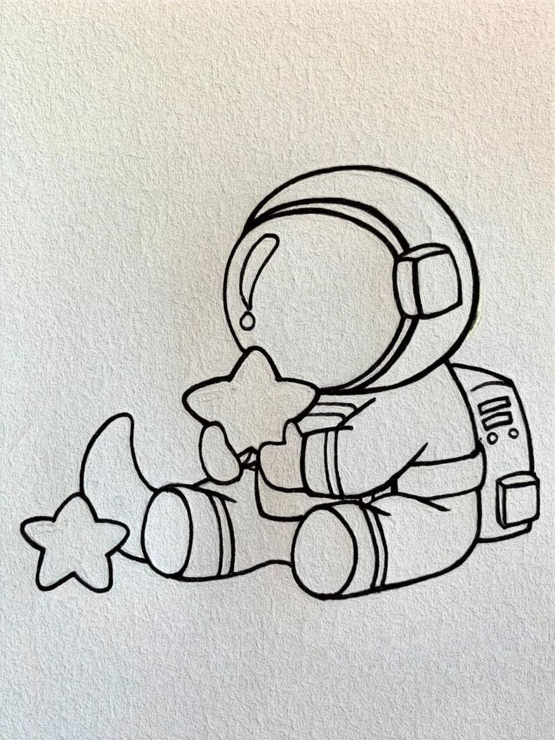 简笔画·插画-宇航员        宇航员简笔画绘画过程来啦