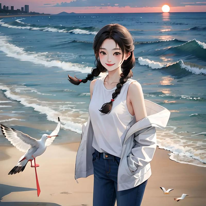 海边麻花辫少女头像|海鸥简单.看海本身就是一种浪漫的事#创作 - 抖音