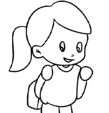 画幼儿园打伞的小女孩简笔画步骤图片背着的小书包去上学女孩简笔画