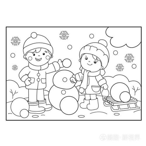 儿童堆雪人图画简笔画
