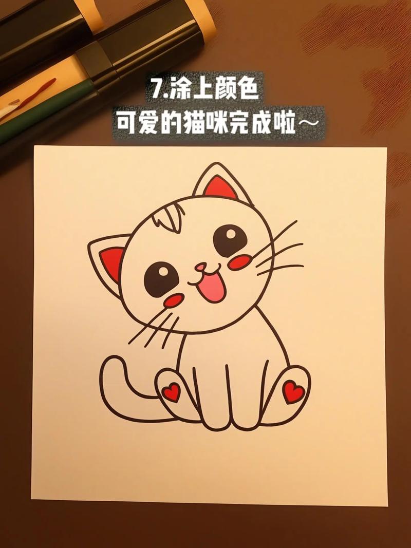 这是一只超可爱的猫咪简笔画!学起来超简单的哦!你也来试试吧! - 抖音