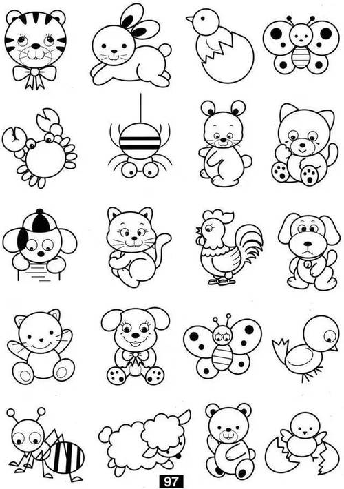 简单易学的儿童简笔画大全教程,各种可爱小动物的多种10款小动物简笔