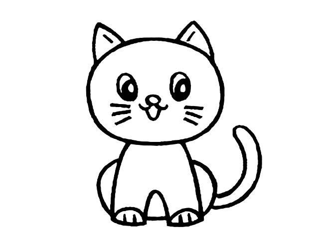 卡通可爱小猫简笔画图片_动漫人物_儿童简笔画大全_可乐云
