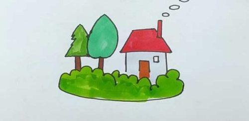 幼儿园简笔画家乡的小房子