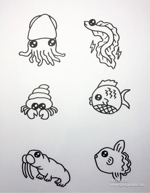 海洋动物图片简笔画1-4年级