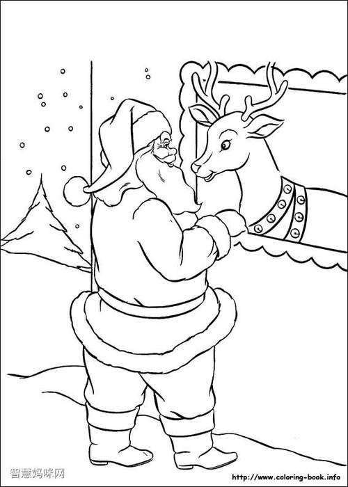 圣诞老人和麋鹿简笔画图片