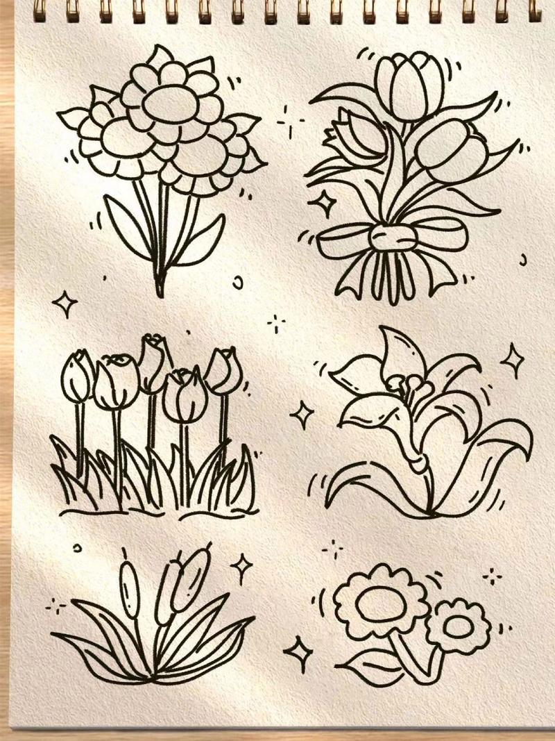 简笔画教程 | 6种好看的花花画法