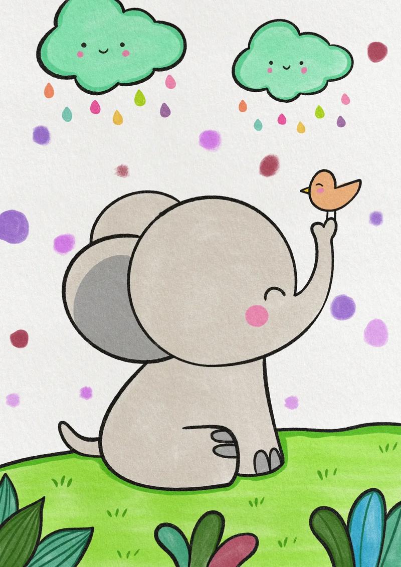 大象创意画.小朋友都喜欢的可爱小象简笔画教程来啦,简单好看, - 抖音