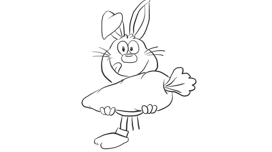 小兔子拿胡萝卜简笔画