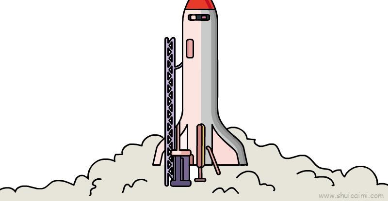 火箭发射的烟雾简笔画图片