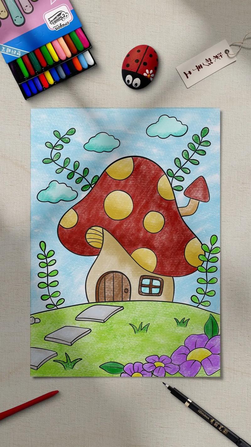 小朋友都喜欢的蘑菇房子简笔画来啦,爱画画的孩子你 - 抖音
