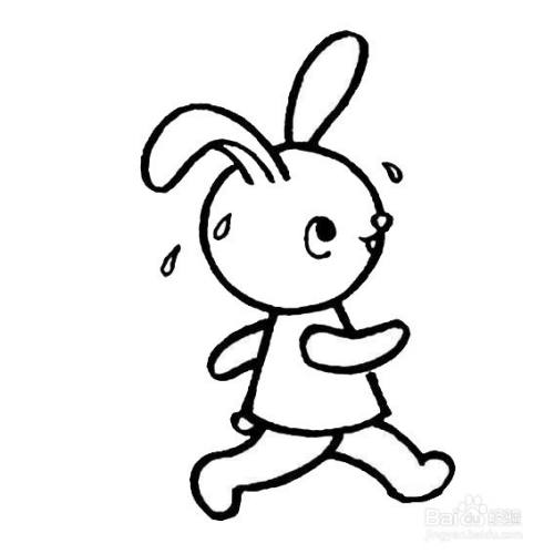 跑步的小白兔简笔画