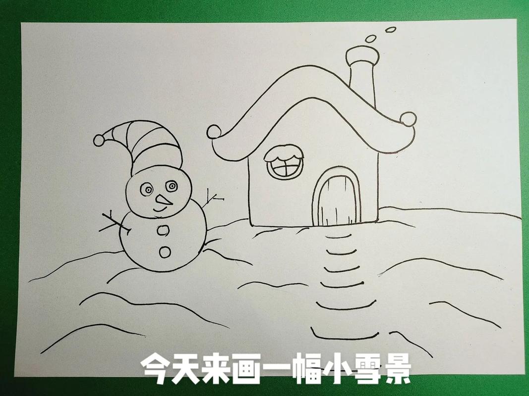 冬日雪景.可可爱爱的小雪景你爱了吗#儿童简笔画 